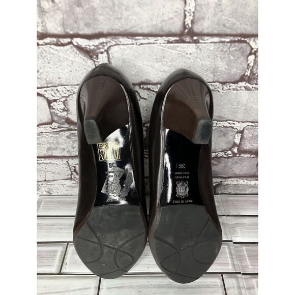 GIORGIA B. Brown Leather Patent Bow Designer Pumps Heels Women’s Sz 38EU/7.5M US - Picture 16 of 16